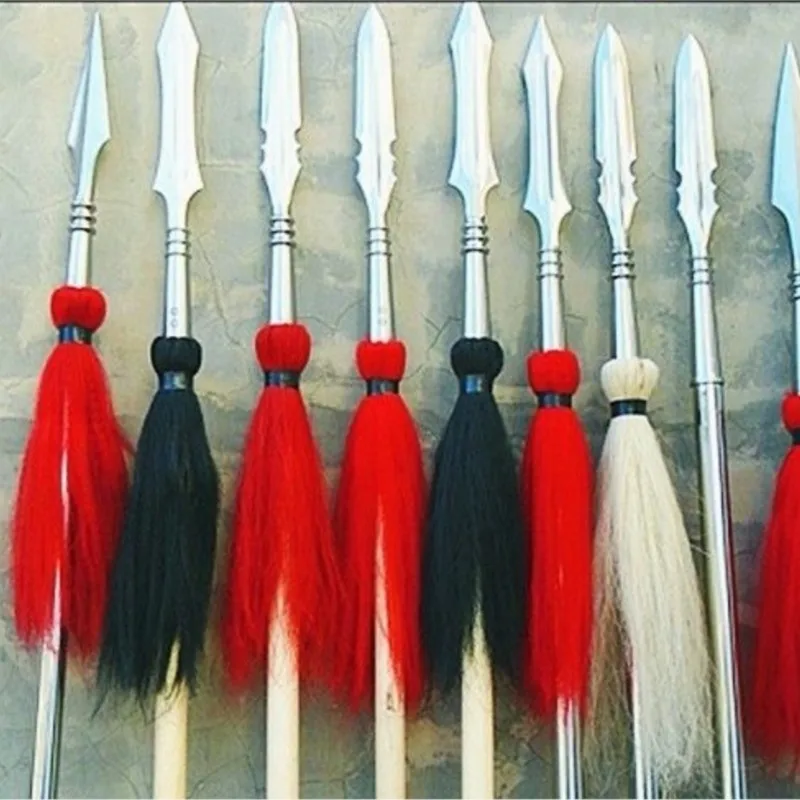 Horse Hair Wushu Spear Tassel Kung Fu Wushu Martial Arts Accessory Red White And Black 40cm length 15cm Width