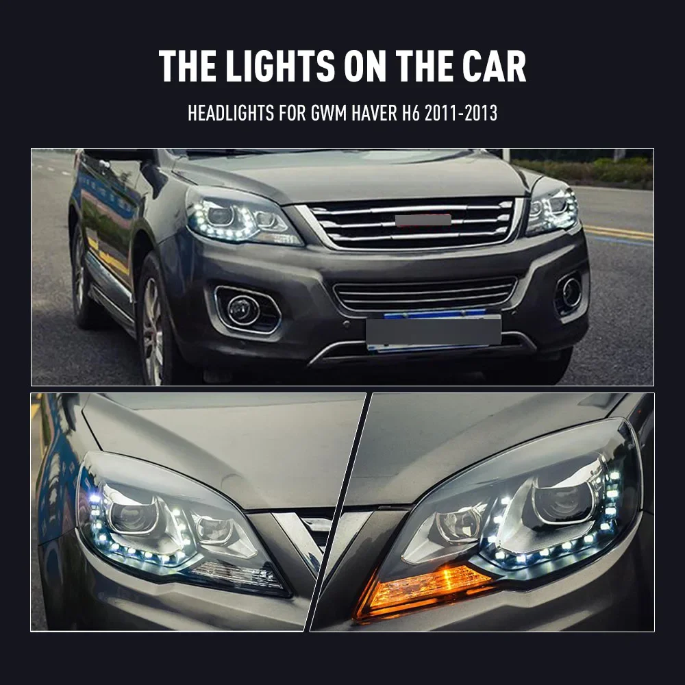 2 pièces lampe frontale de style de voiture pour GWM Haver H6 2011-2013 phare LED feux de jour DRL feux de signalisation accessoires automobiles