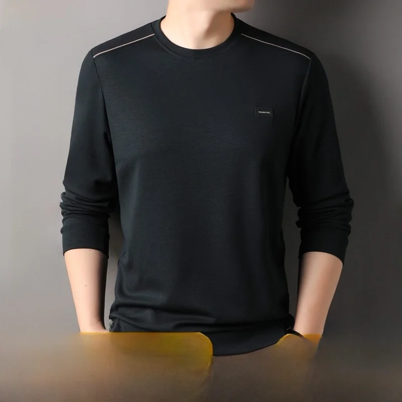 

Мужская толстовка Pierre Cardin с круглым вырезом и длинными рукавами, повседневная базовая футболка, модная осенняя новинка, удобный крой