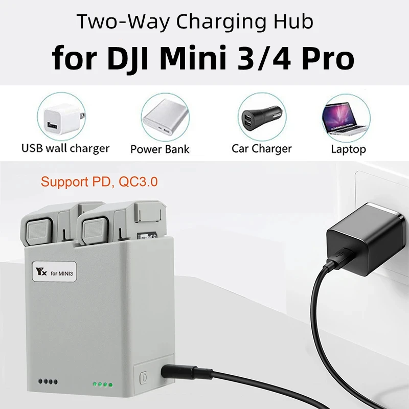 Battery Charger for DJI Mini 3/3Pro Flight Battery Charging Two Way Charging Hub for DJI Mini 4 Pro Power Bank Drone Accessories