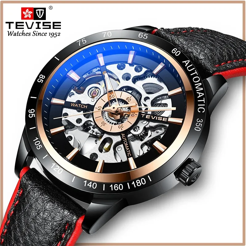 Tourbillon Hollow Automatic Mechanical Watch Men Leather Glow in The Dark Waterproof Sports Man Watch