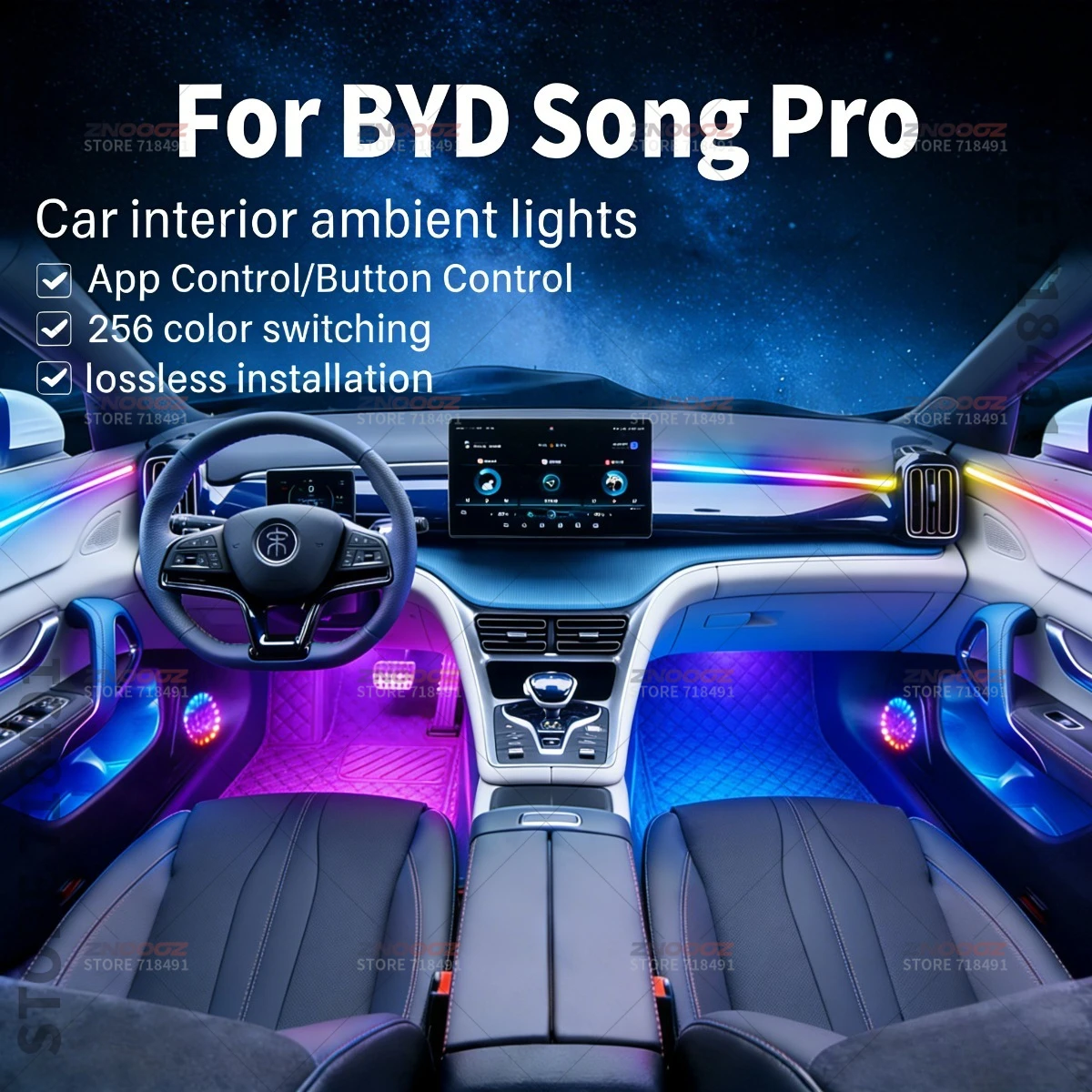 

22в1 RGB интерьер автомобиля акриловые автомобильные окружающие освещение RGB скрытая акриловая полоса украшения атмосферные аксессуары для BYD Song Pro