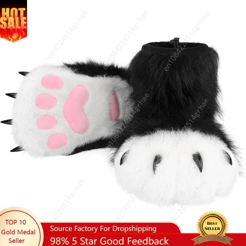 HAOAN فروي الحيوان باو النعال غامض الأحذية القط الثعلب الذئب الدب مخلب أحذية زي الهالوين تأثيري الملحقات #1