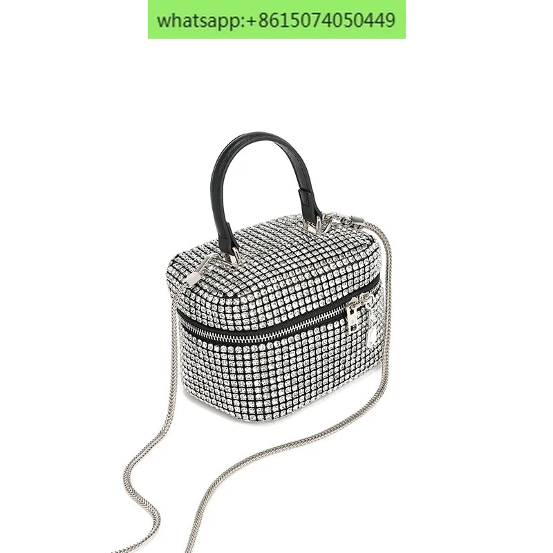 Water Diamond Women's Bag 2024 Spring New Full Shining Diamond Western Style Chain Makeup Bag Crossbody Bag Small Handbag