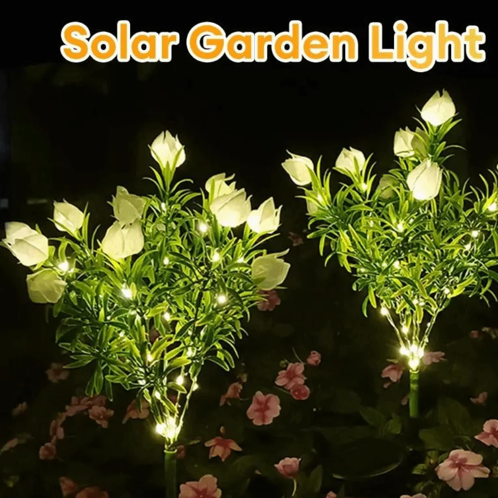 Gardenia Flower Solar Artificial Flower Light 42LED Multi-Color Changing Outdoor Solar Garden Light Ground Mounted