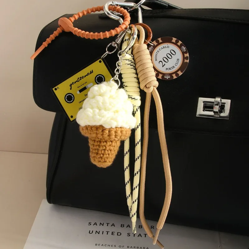 

Bag Pendant Crochet Cute Ice Cream Braided Rope Pendant Accessory Cute Simple Keychain Keychain Bag Chain Bag Hanging