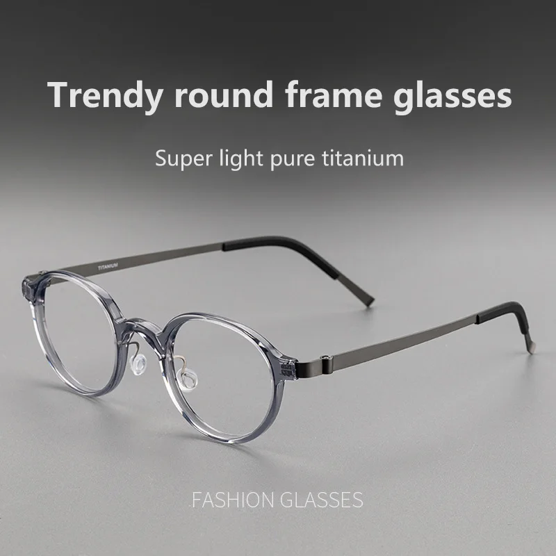 

Ultralight Pure Titanium Business Myopia Glasses Retro Round Optical Prescription Eyeglasses Frame Fashion Men And Women