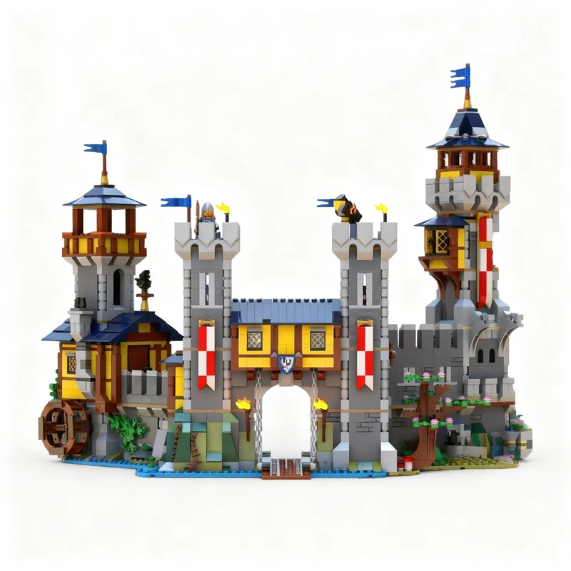 2570pcs MOC Medieval Castle II Mod Combining Two Creator 3 1 Model Building blocks Architecture toy Christmas gifts Brick Kids