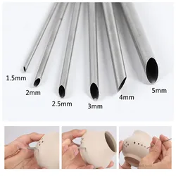 6pcs Stainless Steel Pottery Puncher Sculpture Modeling Full-circle Perforated Purple Sand Pot Making Tool Polymer Clay Tool