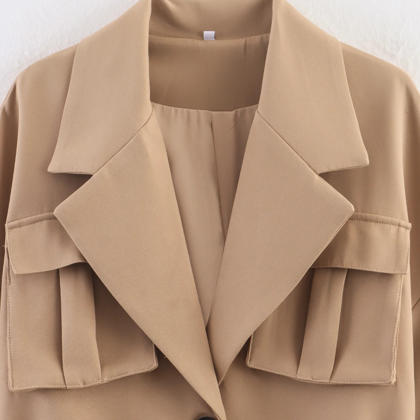 Faionable couleur Pure 3D ket ceinturé vêtements d'extérieur haut JNLEAOG vêtements pour femmes automne nouveau Sle coupe ample longue Sve Polyester