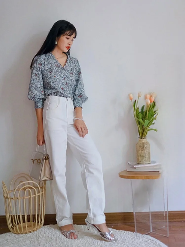 

Джинсы Elwing Original с высокой талией, зауженные, с широкими штанинами, женские, свободного кроя, белые джинсовые брюки, осенние брюки Ele