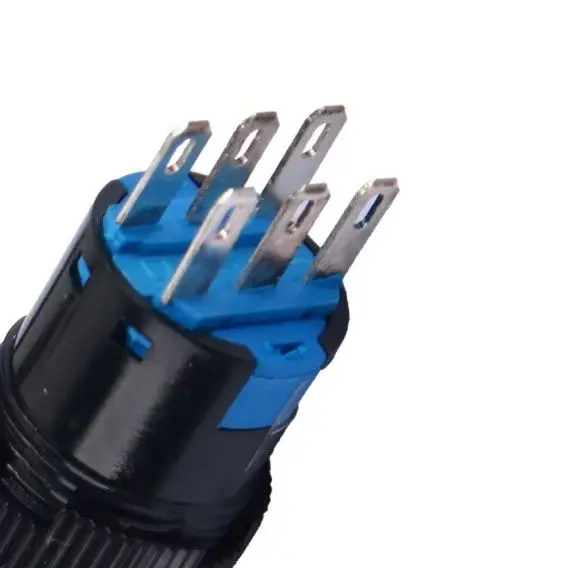 

16mm Emergency Stop Self-Locking Button Switch 6Pin 2NO/2NC 250V 5A Thickened Silver-Plated Flame Retardant for Safety Equipment