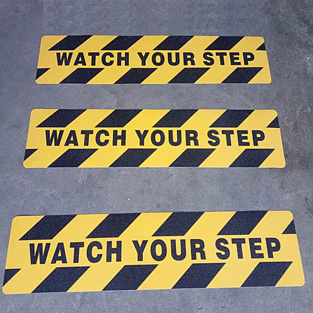 

2 Pcs Stairs Anti-Slip Tape Sticky Wet Floor Sticker Caution Warning Signs Slippery