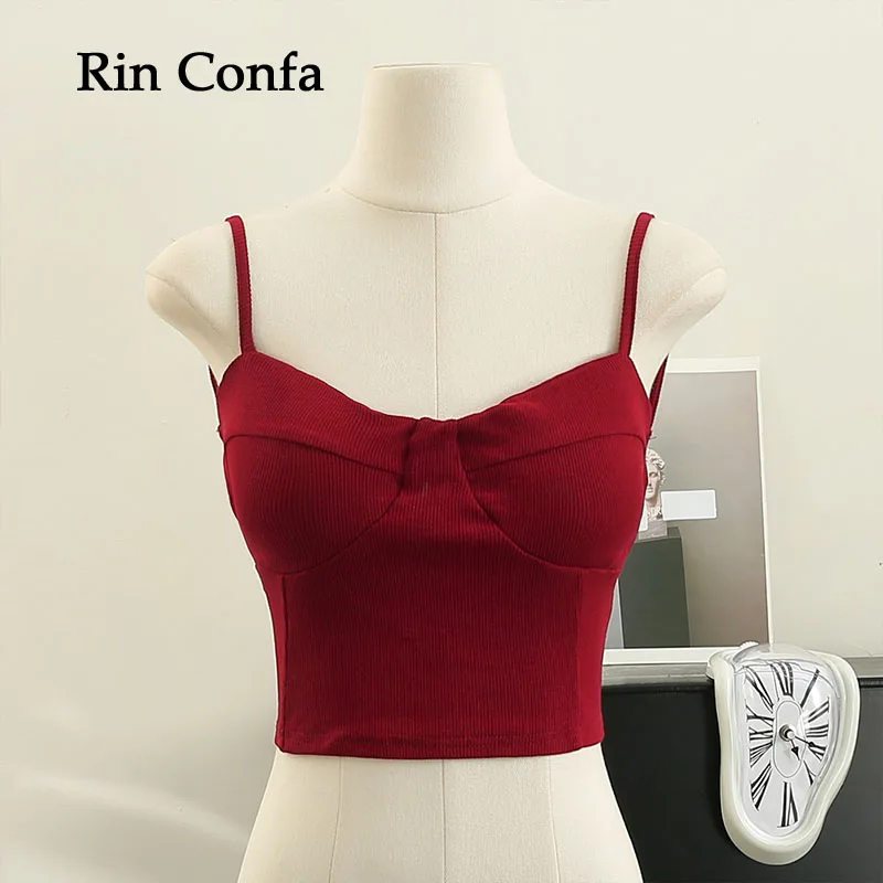 

Rin Confa Women Sexy Bustiers Gothic Corset Top Night Club Party Cropped Women's Tank Top Push Up Chest Fashion Knitting Tops