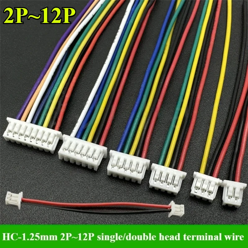 

5/10Pcs HC-1.25mm Connector Cable 2P/3P/4P/5P/6P/7P/8P/9P/10P/12P single/double head Connector wire length 5/10/15/20/30cm 28AWG