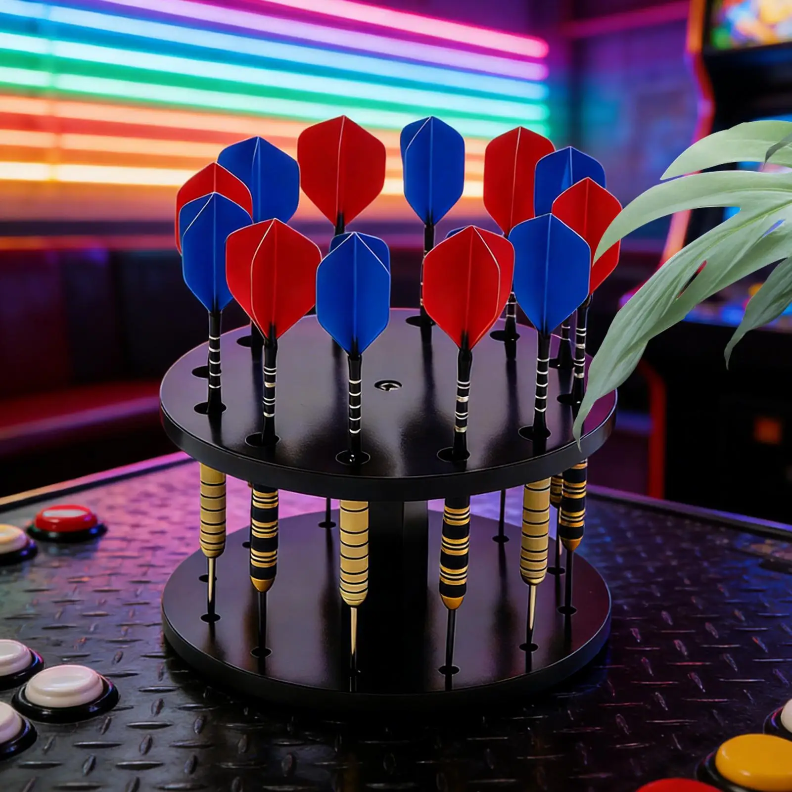 

Акриловая подставка для дротиков на 12 слотов, легкая круглая настольная подставка для дротиков, деревянный держатель для дротиков, аксессуар