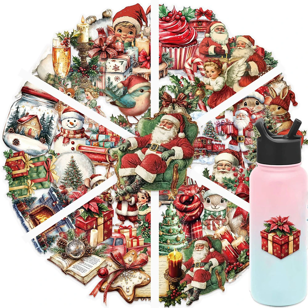 10/30/50PCS Transparent Nette Frohe Weihnachten Aufkleber Santa Claus Cartoon Ästhetischen Aufkleber Retro Graffiti Aufkleber Spielzeug geschenke