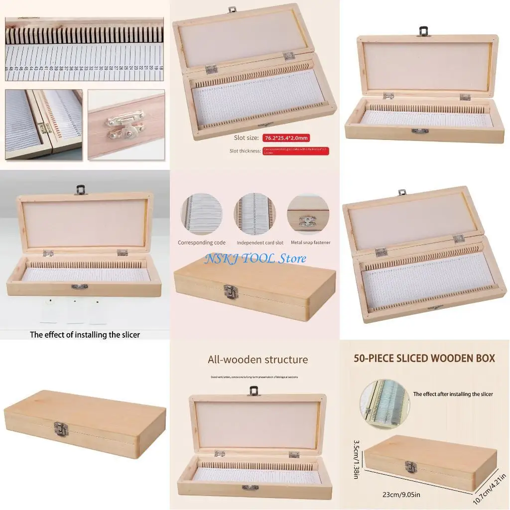 

L8RC Handcrafted Wooden Slide Storage Box Securely Holds 50 Biology Microscope Slides