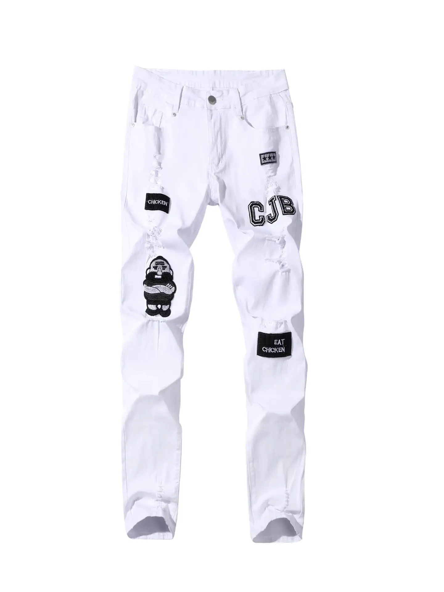 Jeans da uomo slim fit bianchi di fascia alta Bla Pantaloni in denim con punzonatura alla moda Pantaloni lunghi Chiusura con cerniera Scena sportiva adatta
