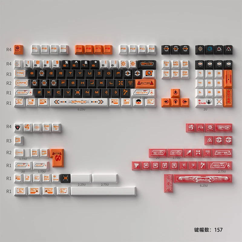 

157 key Mechanical Future Keycaps 75% DYE-Sub PBT Cherry Profile Keycaps for 60% 65% 70% 100% MX Switches Mechanical Keyboards