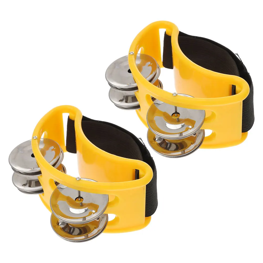 

2Pcs Foot Tambourines Foot Bell Shaker Red Dual Row Design Durable Percussion Instrument for Music Shows Band Performance
