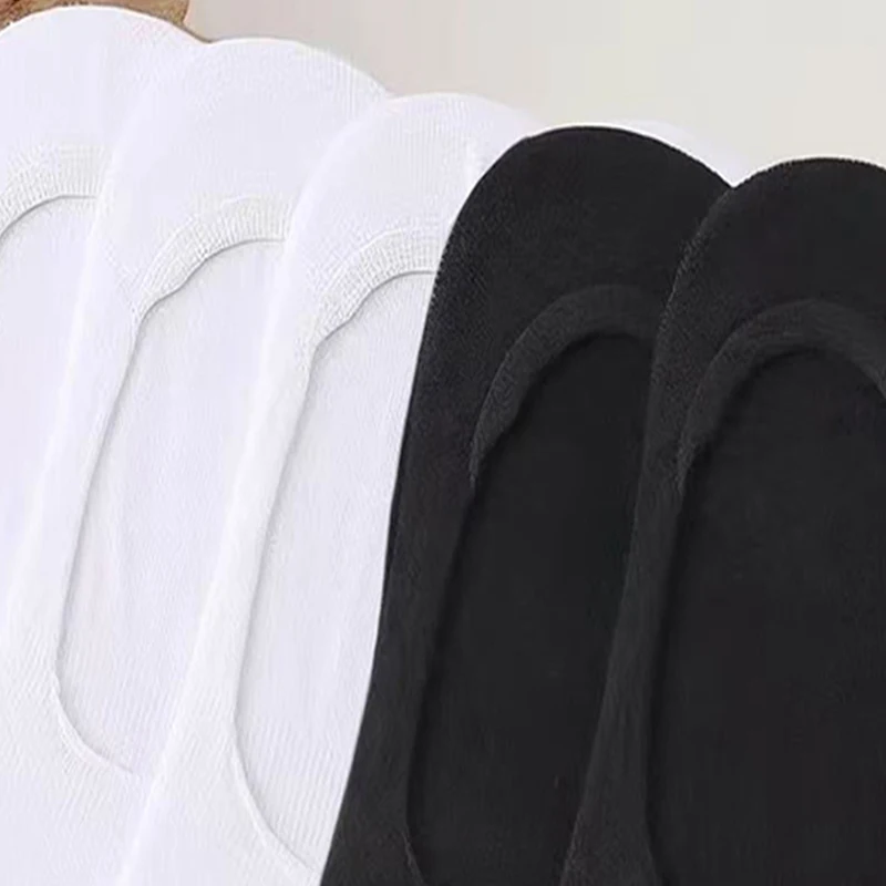 1/5/10 Pairs B&W No Show Socks, Comfort Sweat Wicking Breathable Simple Style, Low Cut Invisible Boat Socks Daily Casual Wear view 2