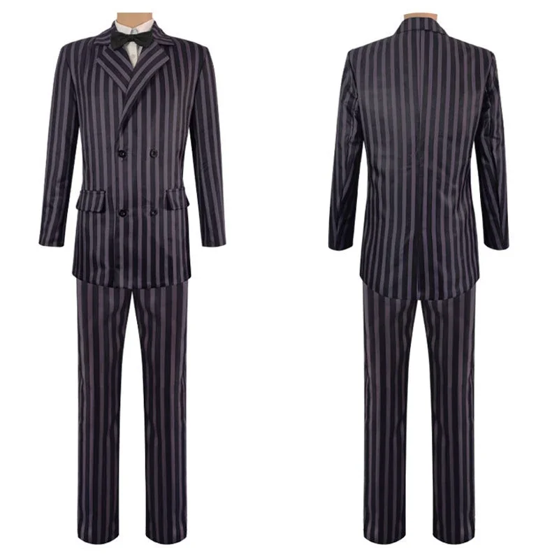 Costume de Cosplay de Gomez Addams pour Homme, Tenue de Carnaval d'Halloween, Manteau, Chemise et Pantalon Imbibés, Uniforme de ixAA, Nouveau mercredi 2025