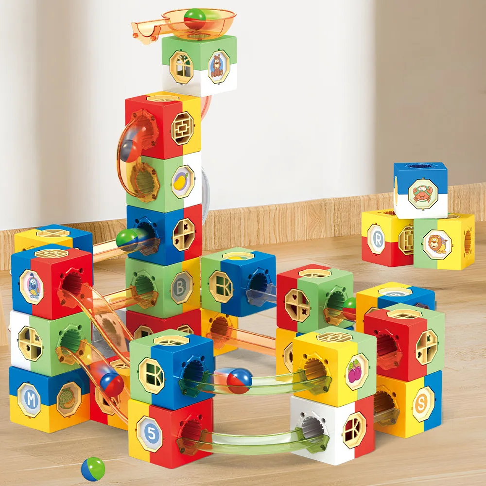 Children's educational assembly DIY pipeline building block track three-dimensional maze ejection ball building block toy gift