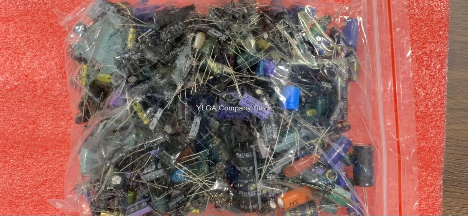 500 gramów w opakowaniu Kondensator Kondensator elektrolityczny Pakiet komponentów elektronicznych Mieszany Odczyt przed fotografowaniem — zdjęcie 3