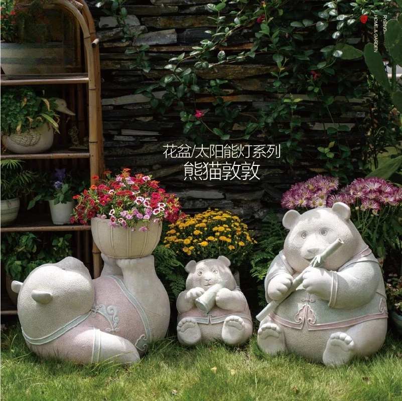 Chinese-style courtyard landscaping arrangement panda flower pot balcony garden landscape outdoor yard decoration ornament