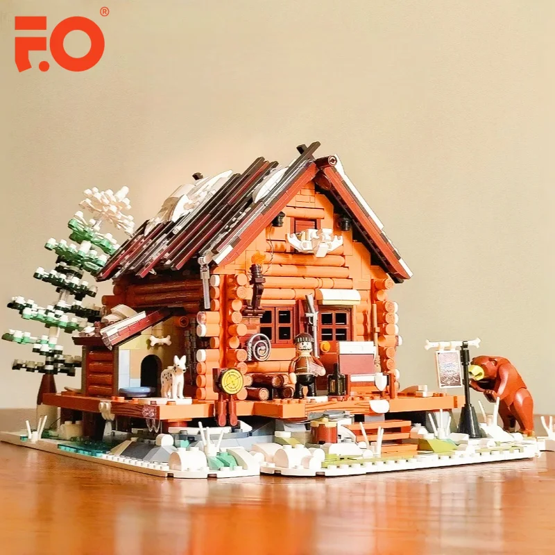 Funwhole الصيد لودج اللبنات نماذج المشهد الصغير منازل خشبية ثلاثية الأبعاد زينة تجميع ألعاب ألغاز قابلة للفصل