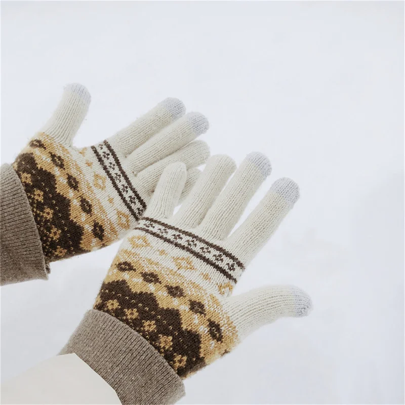 Winter-Touchscreen-Handschuhe für Damen und Herren, modisch, warm, Stretch, Stricken, Vollfinger-Handschuhe