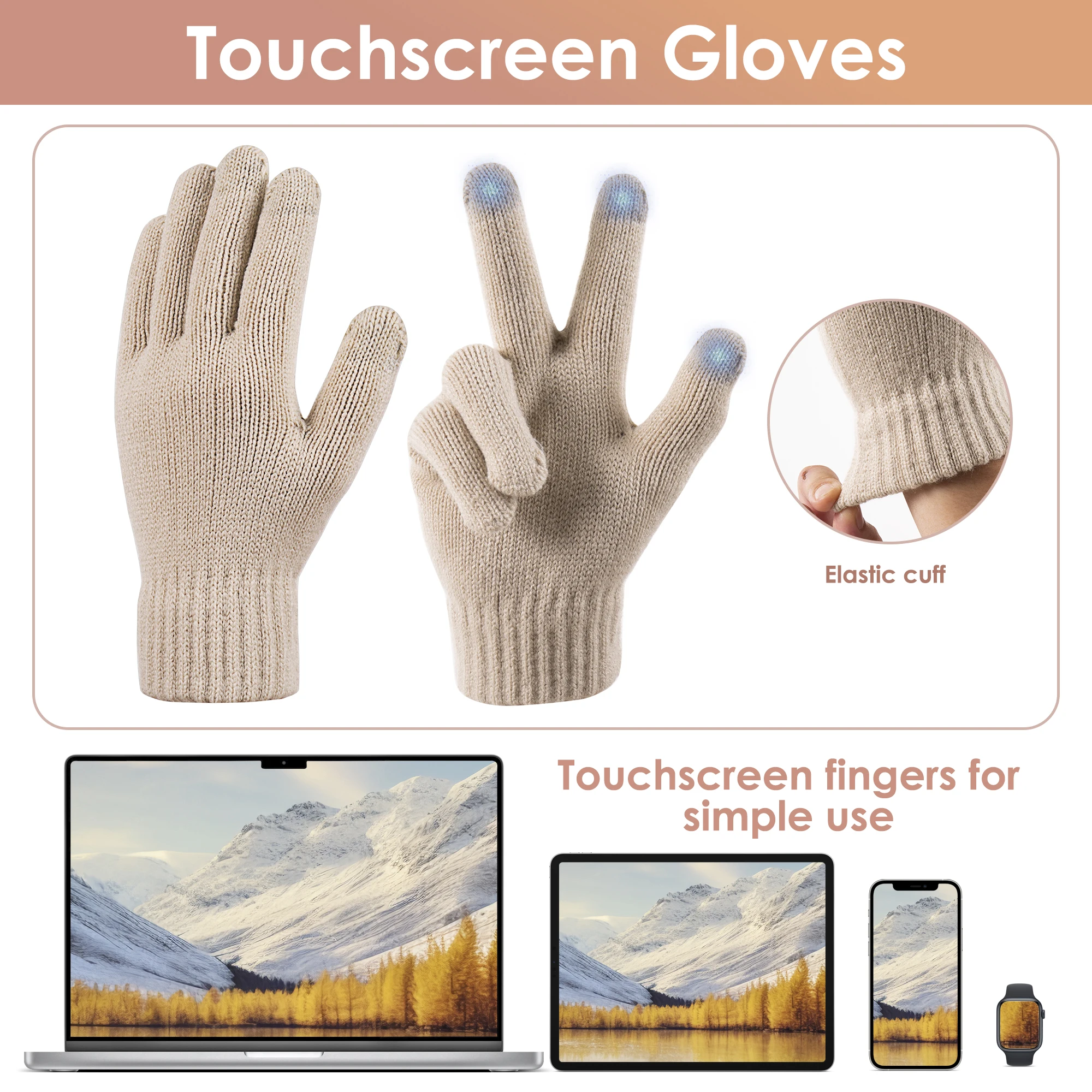 3 قطع قبعة بوم بوم عصرية شتوية، قفازات تعمل باللمس، وشاح طويل محبوك، دافئ ومقاوم للرياح، هدية دافئة، للأصدقاء والعائلة #3