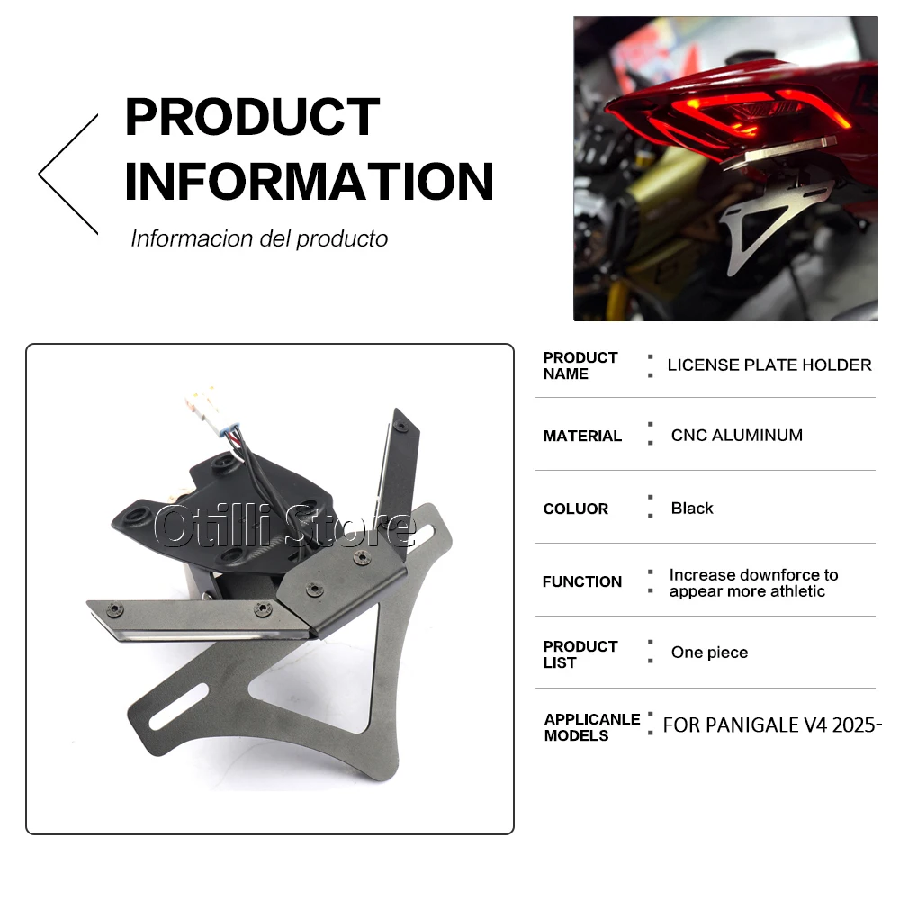 دراجة نارية الملحقات لوحة ترخيص حامل الحاجز مزيل تسجيل قوس بدوره إشارة ل Ducati Panigale V4 2025 #6