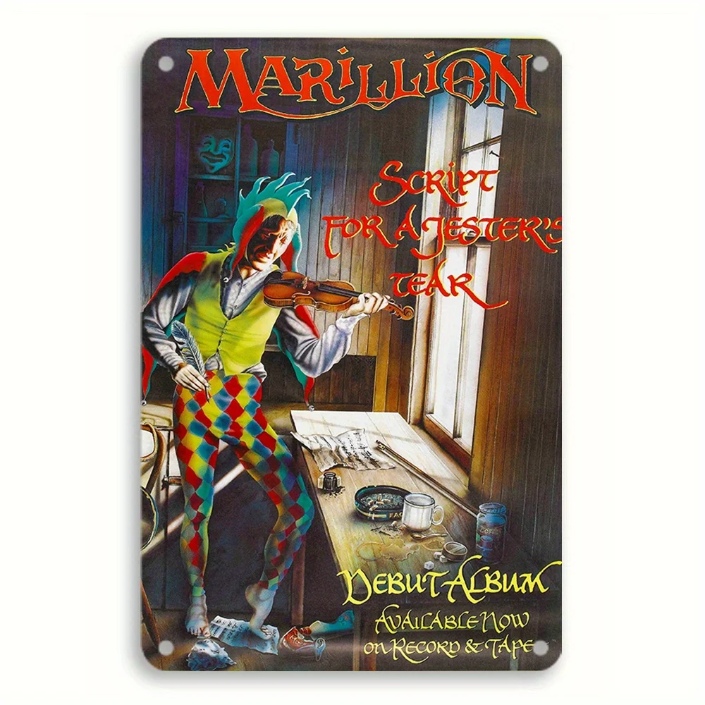 Vintage Marillion Script for A Tester'S Ear Album Metal Tin Sign - Arte de parede retrô, placa de ferro para casa, bar, decoração de café, sem E