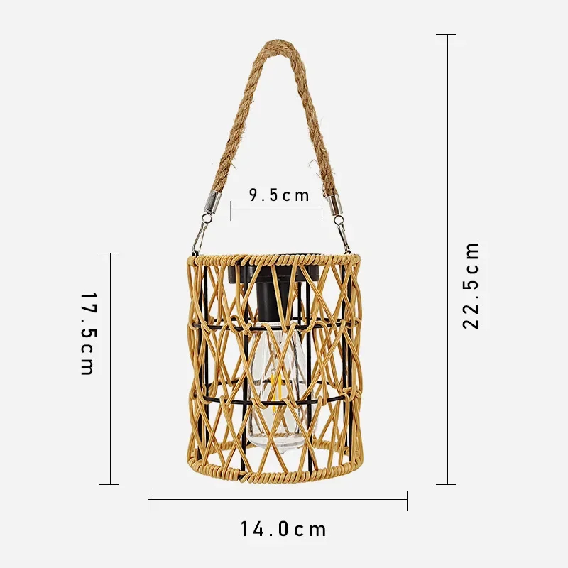 Outdoor Household Villa Garden Projection Plastic Vine Woven Iron Lantern Simple and Durable Solar Energy Garden Lamp