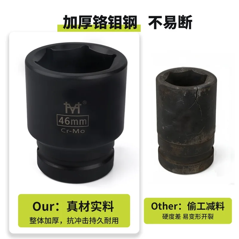 1 Inch Heavy‑Duty Pneumatic Impact Socket With Sensor 17‑46mm Large Size Air Wrench Sleeve Spare Tool