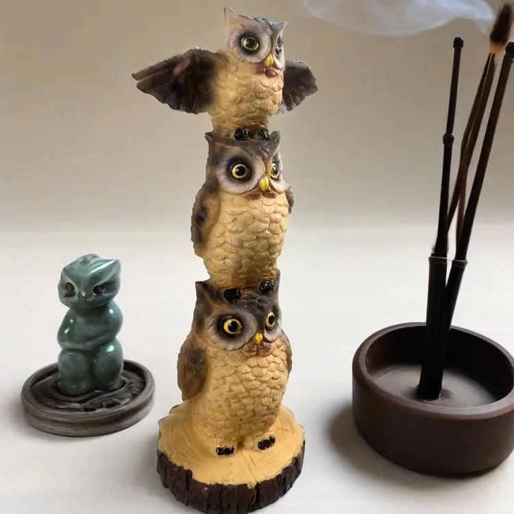 American Vintage Owl Synthetic Resin Sculpture Ornament Creative Tabletop Decor For Entryway Console Living Room TV Cabinet Gift