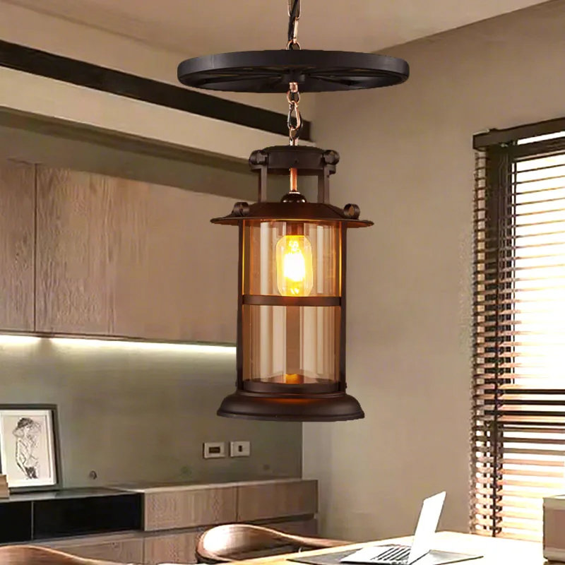 

Подвесной светильник IRON, винтажная светодиодная креативная люстра на колесах E27, промышленный светильник для бара, подвесные светильники для столовой, блеск