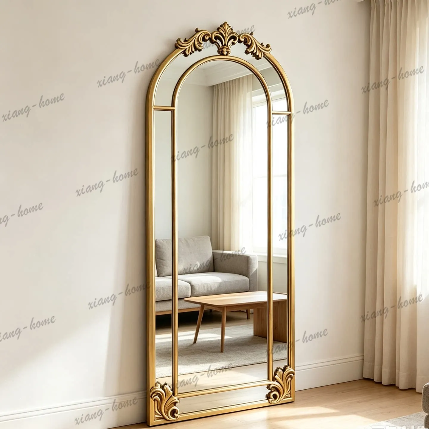 PG French retro arched full-body mirror American home bedroom wall-mounted European wall-mounted fitting mirror