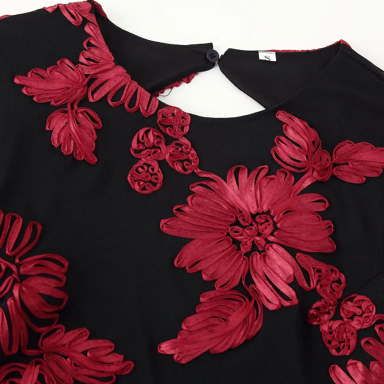 Ele Long Sve Bal Slim Fit Dr Floral Embroidery 3D Peony Women's Faion Autumn Season Zipper Closure Gown