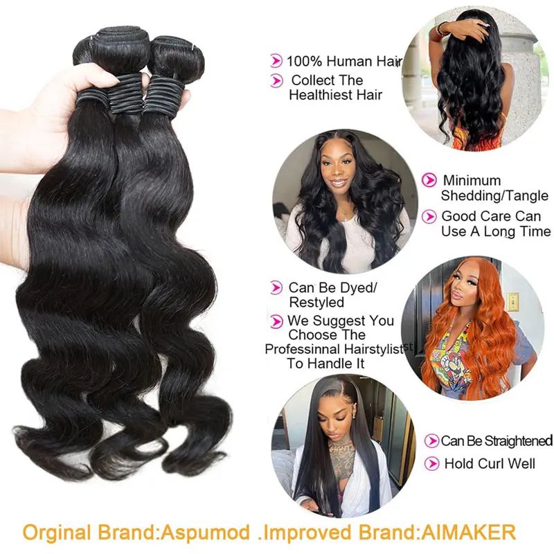 100% Human Hair Body Wave Bundles Brazilian Virgin Loose Wavy Brazilian Hair for Micro Braiding No Weft Extensions Hair