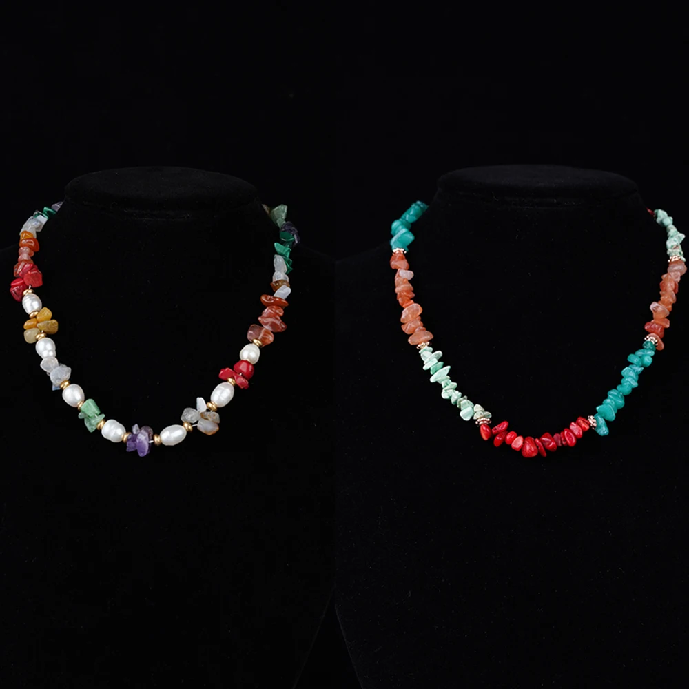 

Natural Irregular Shell Beads Colorful Coral Stone Necklace For Woman Charm Handmade Jewelry Collars y2k Accessories