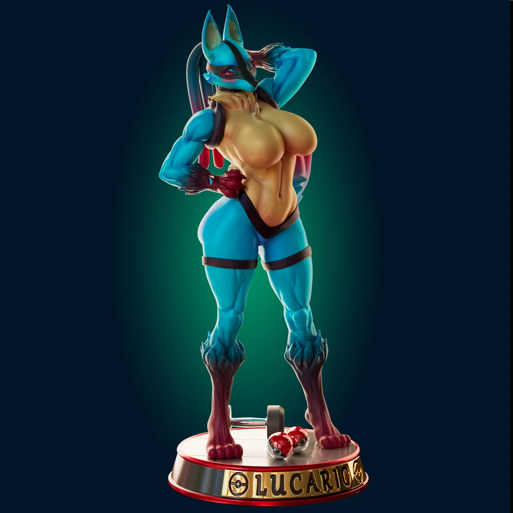 1:24 Lucario Thicc Muscle Mommy NSFW 3d Print Resin Toy Kit Gk Unpainted Figurine  Diy Unassembled Statue Figures Model Toys