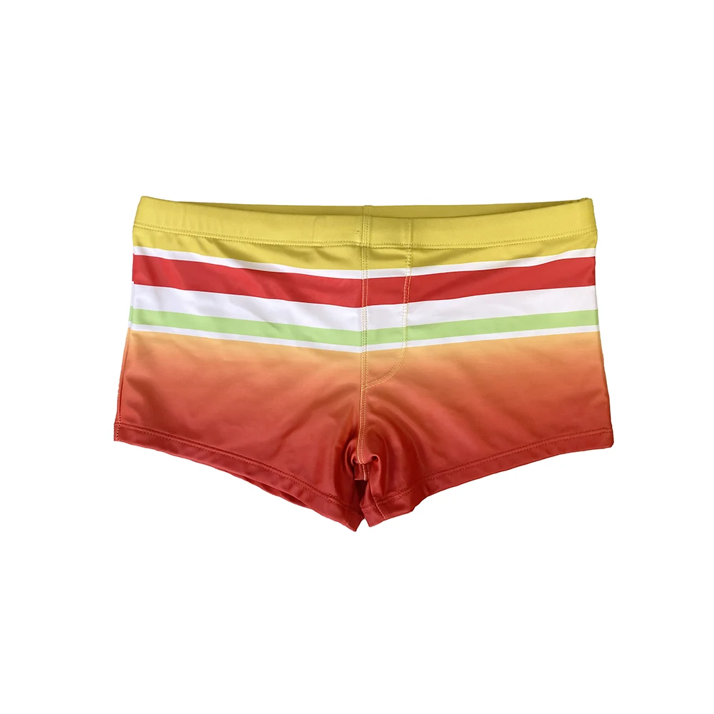 Sexy Rainbow Striped Gradient Mens Swimwear Quick Dry Swimming Trunks Sport Bathing Suit Male Summer Beach Surf Board Shorts