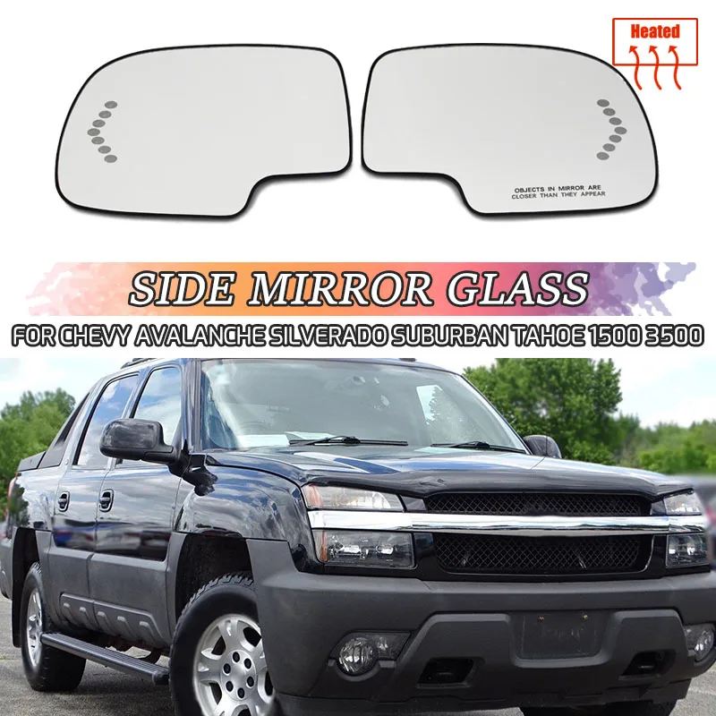 

Left Right Door Side Heated Wing Mirror Glass Rearview Plate for Chevy Chevrolet Avalanche Silverado Suburban Tahoe 1500 3500