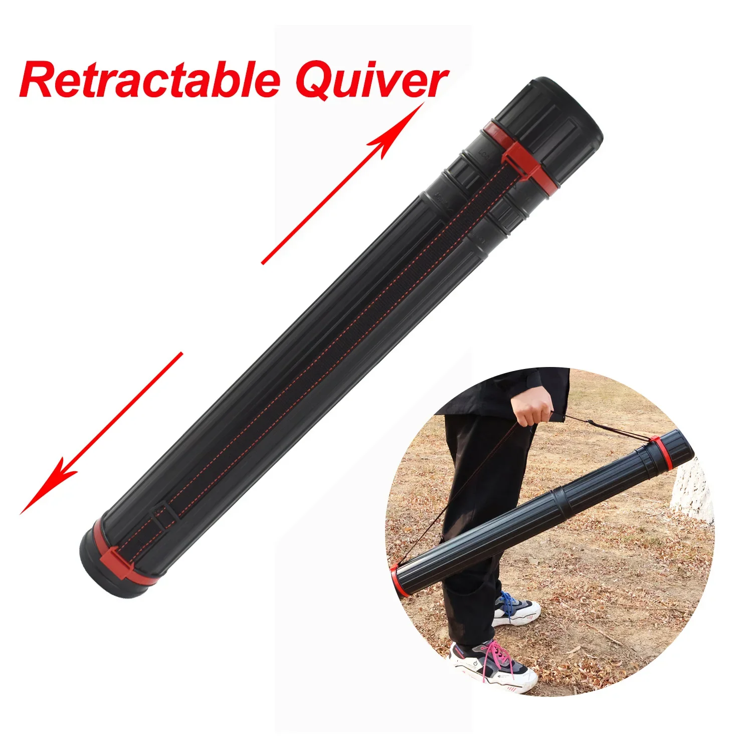 

Retractable High-strength Plastic Quiver Portable Arrow Loader 66-98cm Retractable Strap Quiver Archery Equipment