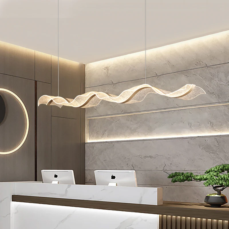 

* Nordic Chandelier Modern Luxury Large Long Strip Wave Shape Acrylic Lamp bar Hotel Home Decorative Hanging Lamp