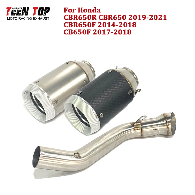 

For Honda CBR650R CBR650F CB650F CB650R Exhaust Pipe 51mm Slip-on Exhaust Middle Pipe Link Stainless Elbow Carbon Fiber Muffler
