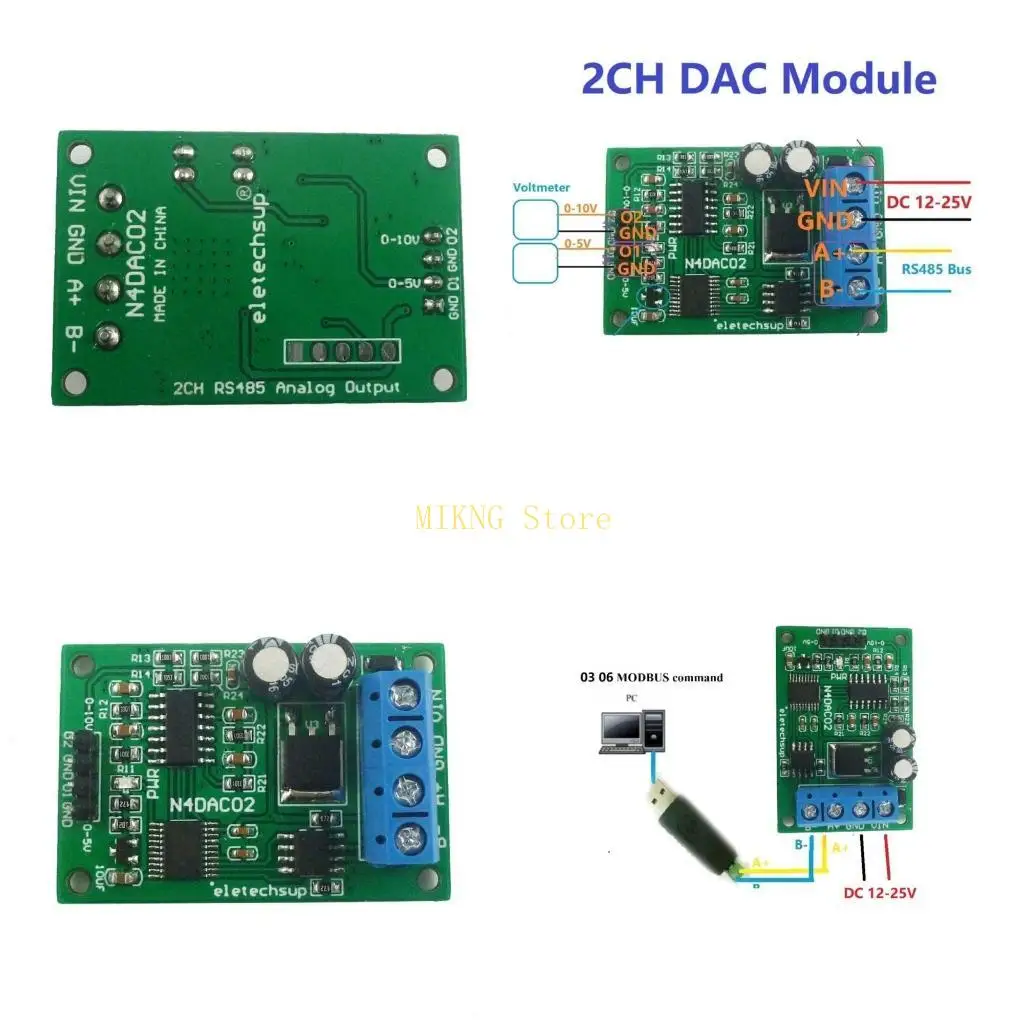 

N4DAC02 DC12V 2CH DAC PWM Модуль RS485 Аналого-преобразователь Modbus RTU Плата 2-канальный генераторы напряжения лучшая продажа